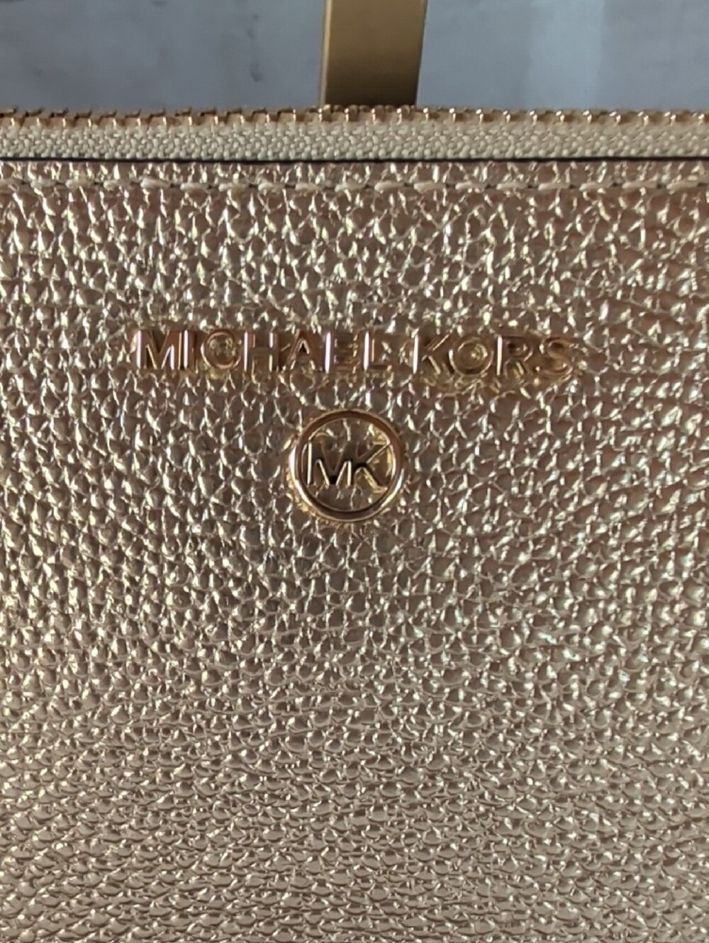 Michael Kors Gold Metallic Zip Wristlet Clutch - Picture 2 of 7